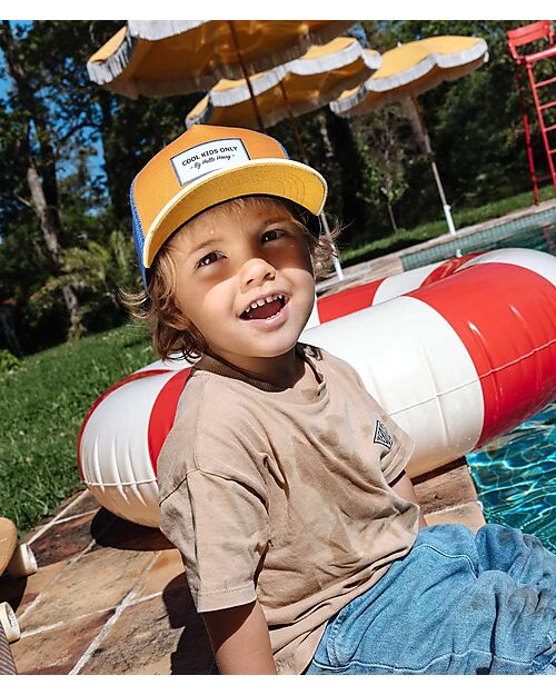 Hello Hossy Cappello con Visiera Mini Canyon - Giallo Camel e Blu - Cotone Bio Cappelli Estivi