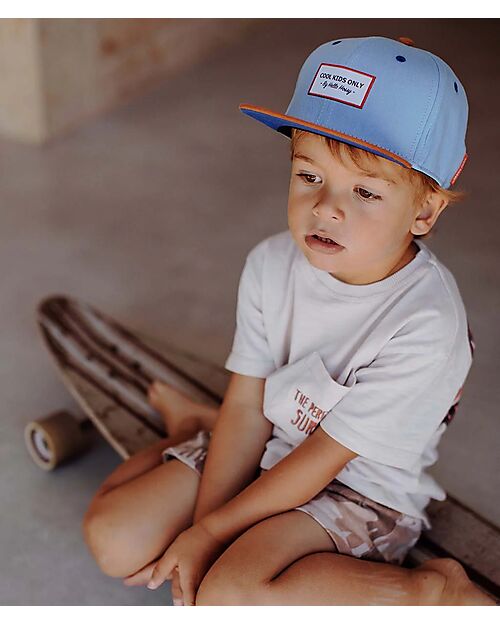 Hello Hossy Cappello con Visiera Mini Jean - Marrone e Blu - 100% Cotone Bio Cappelli Estivi