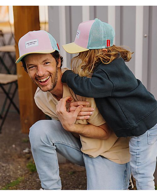 Hello Hossy Cappello con Visiera Mini Poppy - Rosa Giallo e Turchese - Cotone Bio Cappelli Estivi