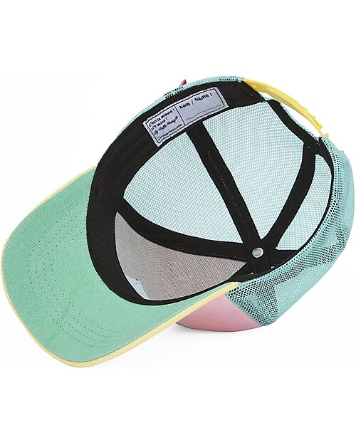 Hello Hossy Cappello con Visiera Mini Poppy - Rosa Giallo e Turchese - Cotone Bio Cappelli Estivi