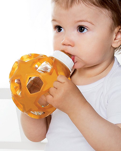 Hevea Biberon Star Ball 2 in 1 -  Biberon 150 ml in Vetro +  Gioco in Gomma Naturale - Bianco (Sicuro, atossico e perfetto per le manine!) Accessori Biberon