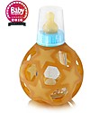 Hevea Biberon Star Ball 2 in 1 -  Biberon 150 ml in Vetro +  Gioco in Gomma Naturale - Blu (Sicuro, atossico e perfetto per le manine!) Accessori Biberon