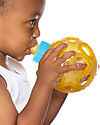 Hevea Biberon Star Ball 2 in 1 -  Biberon 150 ml in Vetro +  Gioco in Gomma Naturale - Blu (Sicuro, atossico e perfetto per le manine!) Accessori Biberon