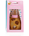 Hevea Biberon Star Ball 2 in 1 -  Biberon 150 ml in Vetro +  Gioco in Gomma Naturale - Rosa (Sicuro, atossico e perfetto per le manine!) Accessori Biberon