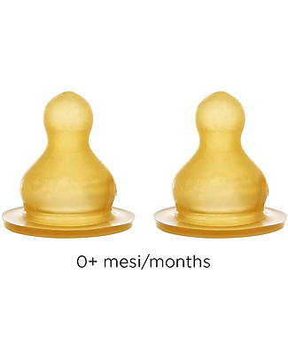 Hevea Set 2 Tettarelle - Flusso Lento - 0+ mesi Biberon In Vetro