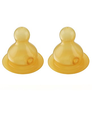 Hevea Set 2 Tettarelle - Flusso Lento - 0+ mesi Biberon In Vetro
