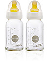 Hevea Set di 2 Biberon 150ml in Vetro con 2 Tetterelle 3-24 mesi, Flusso Medio Accessori Biberon