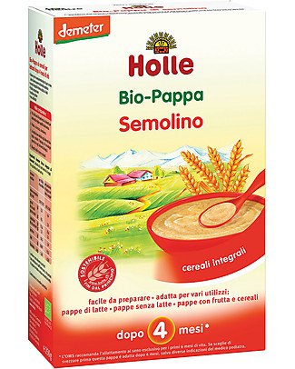 Holle Pappa di Semolino Integrale Bio, 250 gr - Da 4 mesi in su Pappe