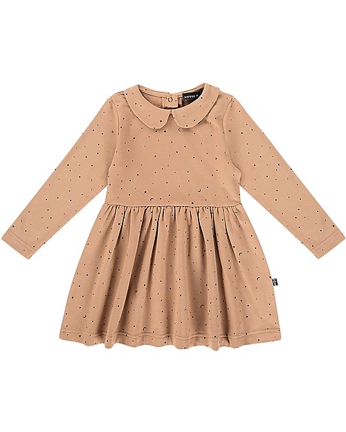 House of Jamie Abito con Colletto - Mocca con Stelle - Cotone Bio Elasticizzato Vestiti_