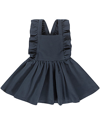 House of Jamie Abito Salopette con Volant - Blu Scuro - Cotone Bio Elasticizzato Vestiti