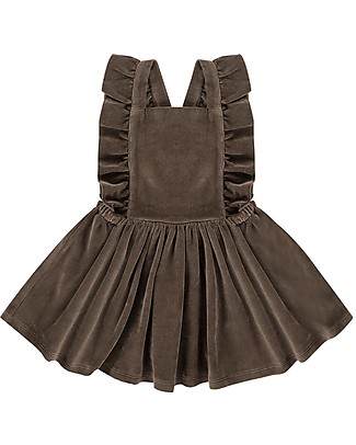 House of Jamie Abito Salopette con Volant - Cioccolato - Velluto di Cotone Vestiti