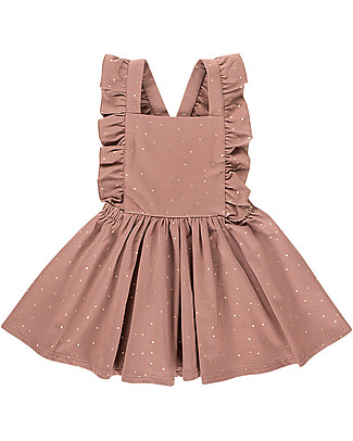 House of Jamie Abito Salopette con Volant - Malva a Pois - Cotone Bio Elasticizzato Vestiti