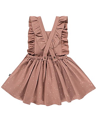 House of Jamie Abito Salopette con Volant - Malva a Pois - Cotone Bio Elasticizzato Vestiti