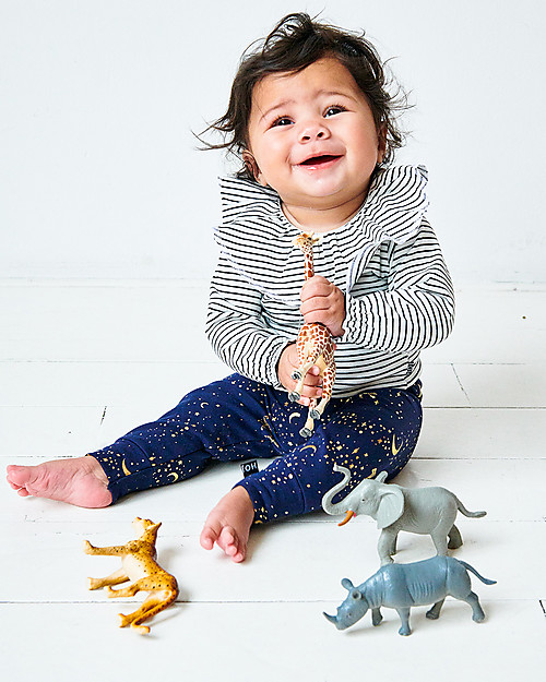 House of Jamie Body a Maniche Lunghe con Colletto Pierrot, Righe - Cotone bio Body Manica Lunga