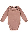 House of Jamie Body a Maniche Lunghe con Volant - Malva - Velluto di Cotone Body Manica Lunga