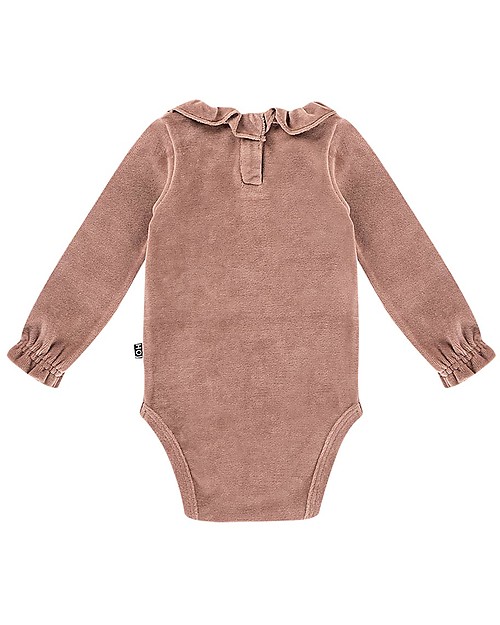 House of Jamie Body a Maniche Lunghe con Volant - Malva - Velluto di Cotone Body Manica Lunga