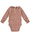 House of Jamie Body a Maniche Lunghe con Volant - Malva - Velluto di Cotone Body Manica Lunga