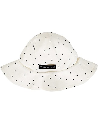 House of Jamie Cappellino Estivo Bimba - Panna con Pois Neri - Spugna di cotone bio Cappelli Estivi