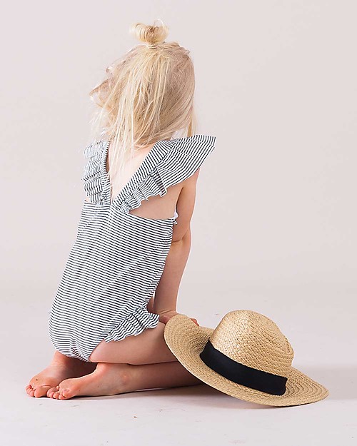 House of Jamie Costume Bimba Intero con Volant - Righe Costumi Interi