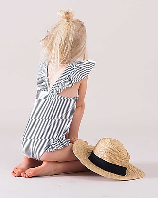 House of Jamie Costume Bimba Intero con Volant - Righe Costumi Interi