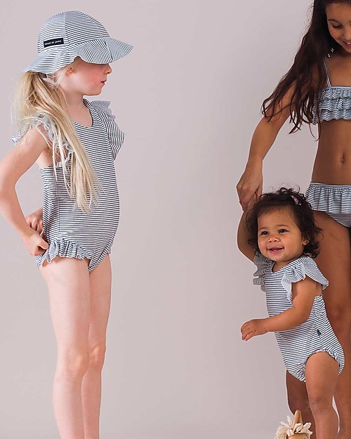 House of Jamie Costume Bimba Intero con Volant - Righe Costumi Interi