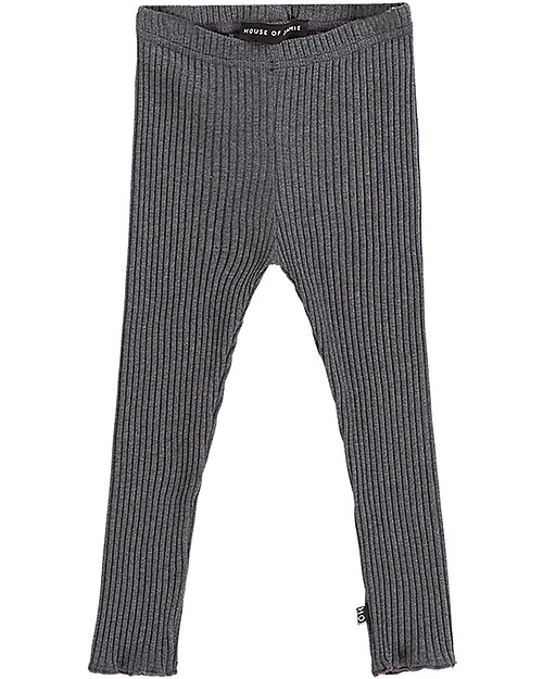 House of Jamie Leggings Bimba a Coste, Granito (1-4 anni) - Cotone Bio Elasticizzato Leggings