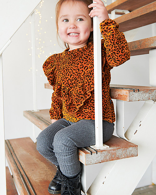 House of Jamie Leggings Bimba a Coste, Granito (1-4 anni) - Cotone Bio Elasticizzato Leggings