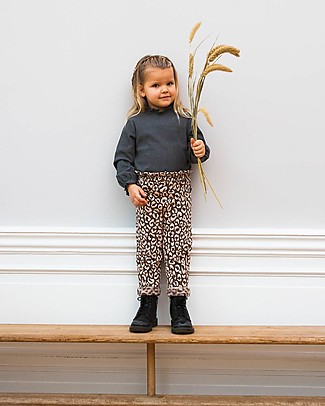 House of Jamie Maglia a Coste con Volant - Granito - Cotone Bio Elasticizzato Maglie Manica Lunga