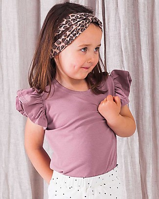 House of Jamie Maglia a Maniche Corte con Volant - Rosa Orchidea - Cotone bio T-Shirt e Canotte