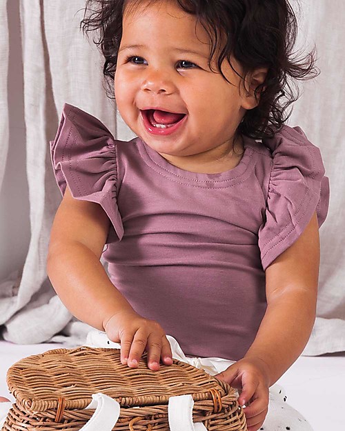 House of Jamie Maglia a Maniche Corte con Volant - Rosa Orchidea - Cotone bio T-shirt