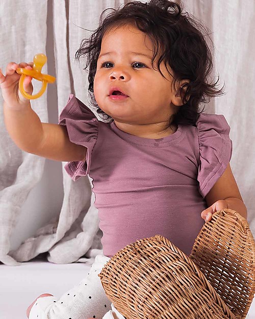 House of Jamie Maglia a Maniche Corte con Volant - Rosa Orchidea - Cotone bio T-shirt