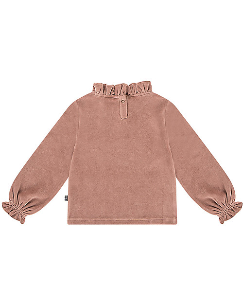 House of Jamie Maglia a Maniche Lunghe con Volant - Malva - Velluto di Cotone Maglie Manica Lunga