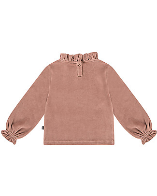 House of Jamie Maglia a Maniche Lunghe con Volant - Malva - Velluto di Cotone Maglie Manica Lunga