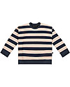 House of Jamie Maglia Girocollo - Righe Blu/Biscotto - Cotone bio Italiano Maglie Manica Lunga