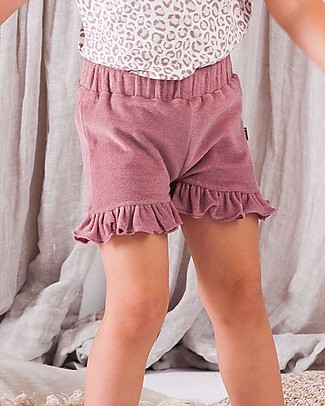 House of Jamie Pantaloncini Baby con Volant - Rosa Orchidea - Spugna di cotone bio Pantaloni Corti