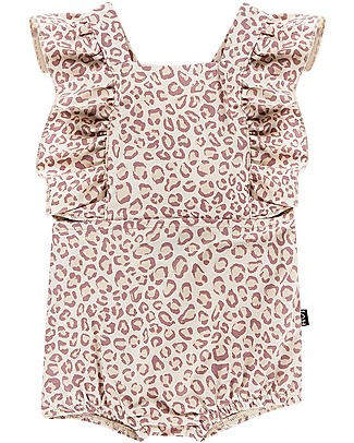 House of Jamie Salopette Baby con Volant - Leopardato Rosa - Cotone bio Salopette