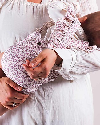 House of Jamie Salopette Baby con Volant - Leopardato Rosa - Cotone bio Salopette