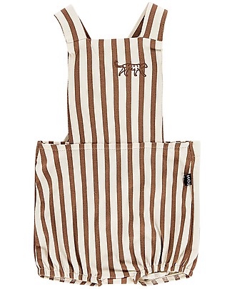 House of Jamie Salopette Baby - Righe Caramello - Cotone bio Salopette