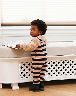 House of Jamie Salopette - Righe Blu/Biscotto - Cotone Bio Elasticizzato Salopette