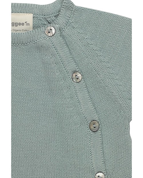 Huggee Cardigan Lavorato a Maglia, Celeste - 100% Cotone Bio Cardigan
