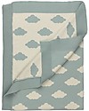 Huggee Copertina Baby Lavorata a Maglia, Grandi Nuvole, 100% Cotone Bio - 110x75 cm Swaddle di Mussola