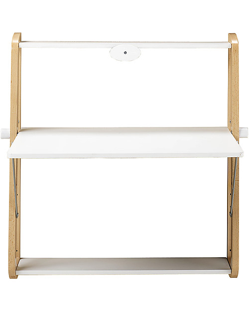 Hugs Factory Fasciatoio da Muro Convertibile 3 in 1 Broadway - Bianco/Naturale - Lavagna + Scrivania! Fasciatoi