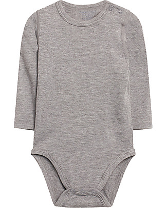 Hust&Claire Body a Maniche Lunghe Buller, Grigio Chiaro - Viscosa di Bambù Elasticizzato Body Manica Lunga