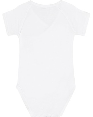 Hust&Claire Body Bun con Apertura Asimmetrica, Bianco - Viscosa di Bambù Elasticizzato Body Manica Corta