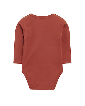 Hust&Claire Body con Fantasia Riccio Bebe - Ruggine - Cotone Elasticizzato Body Manica Lunga