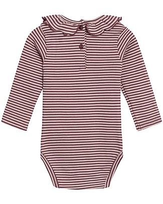 Hust&Claire Body Maniche Lunghe a Costine Bente - Prugna - Cotone bio elasticizzato Body Manica Lunga
