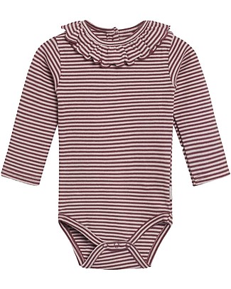 Hust&Claire Body Maniche Lunghe a Costine Bente - Prugna - Cotone bio elasticizzato Body Manica Lunga