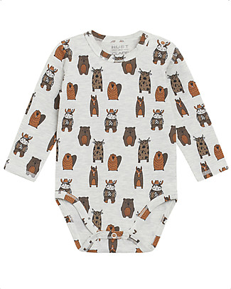 Hust&Claire Body Stile Western Billy - Grano - Cotone bio Elasticizzato Body Manica Lunga