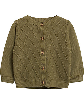 Hust&Claire Cardigan Charlie - Verde Oliva - 100% cotone bio Cardigan