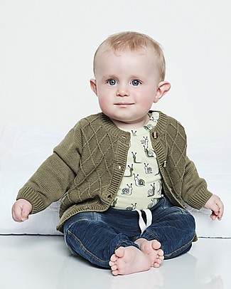 Hust&Claire Cardigan Charlie - Verde Oliva - 100% cotone bio Cardigan